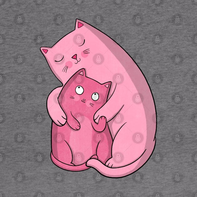 Hugging Pink Cats by Drawn to Cats